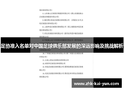 足协准入名单对中国足球俱乐部发展的深远影响及挑战解析